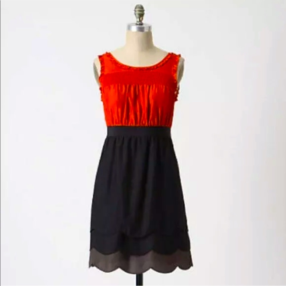 Anthropologie Horizon Line Scalloped Hem Dress